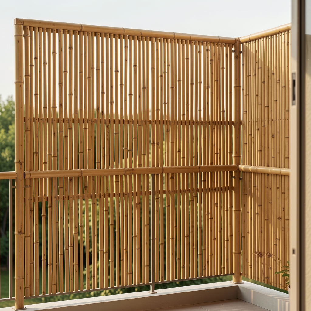 Naturel bambu balkon gizlilik paneli, 1x3 metre, ahşap renkli, çelik tel gövdeli, UV ve su geçirmez kaplama